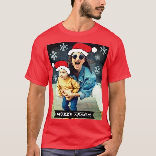 Funny custom Xmas Santas hat photo T_Shirt