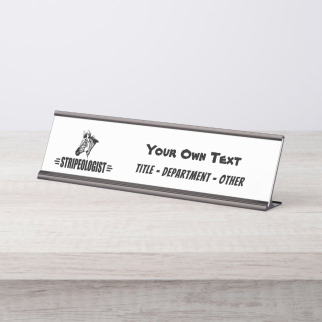 Funny Custom Zebra Lovers Desk Name Plate (Front)