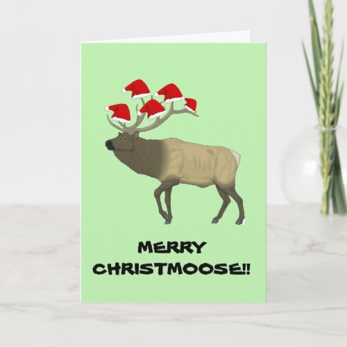 Funny Customisable Merry Christmoose Xmas card