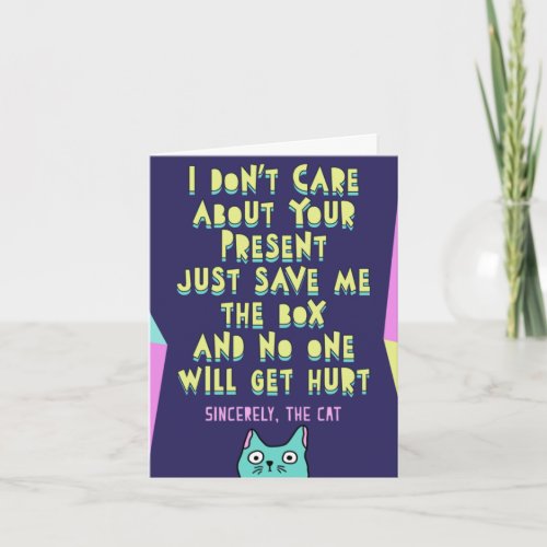 Funny customizable birthday message from the cat card