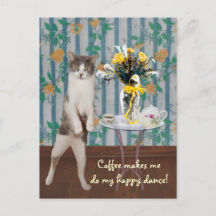 Funny Customizable Coffee Cat/Kitty Postcard