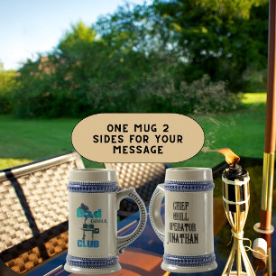 Funny Customizable Dad Club Chief Grill Operator Beer Stein
