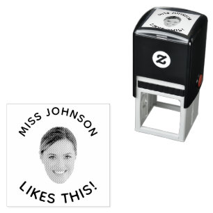 Funny Customizable Face Photo & Text Teacher Self-inking Stamp
