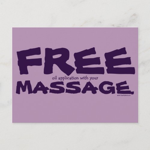 Funny CUSTOMIZABLE Free Oil with Massage Marketing Postcard