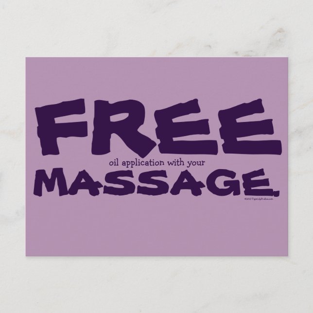 Funny CUSTOMIZABLE Free Oil with Massage Marketing Postcard (Front)