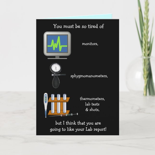 Funny Customizable Lab Report Get Well Card (Front)