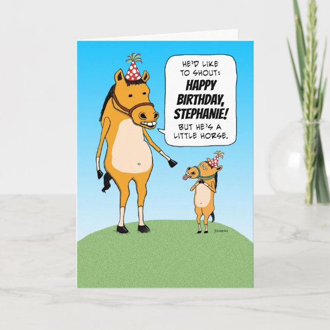 Funny Customizable Little Horse Birthday Card (Front)