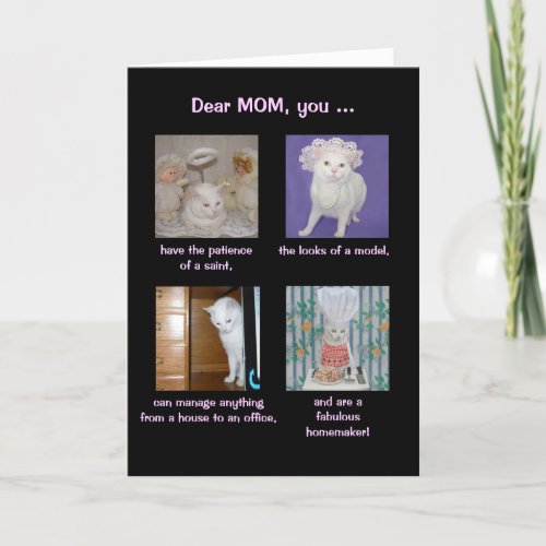 Funny Customizable Mothers Day Pretty Cat Card