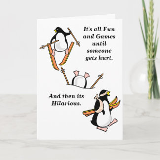 Funny Customizable Skiing Gone Wrong Card