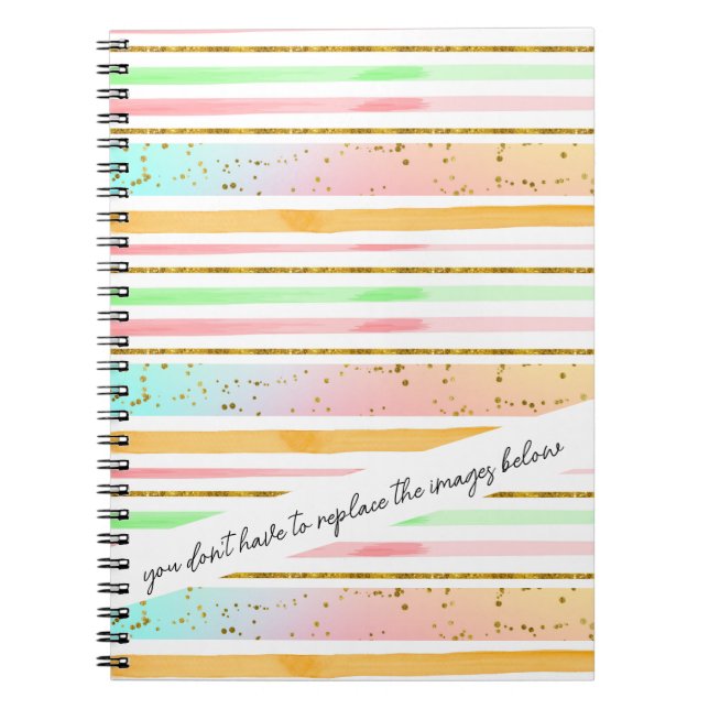 Funny Customizable Stripes Colorful Notebook (Front)