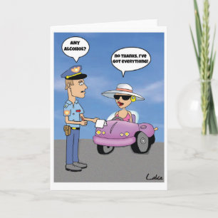 Funny customized cartoon drinking & driving card