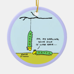 Funny Customized Caterpillar Love Xmas Tree Ceramic Ornament