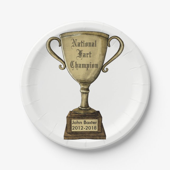 Funny Customized Trophy Award Paper Plates (Front)