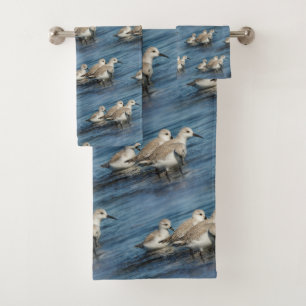 Funny Cute 4 Sanderlings Sandpipers at the Beach Bath Towel Set