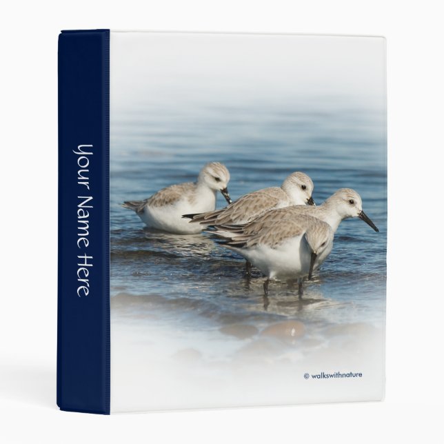 Funny Cute 4 Sanderlings Sandpipers at the Beach Mini Binder (Front/Spine)