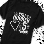 Funny Cute 5th Anniversary Couples Married 5 Years T-Shirt<br><div class="desc">This fun 5th wedding anniversary design is perfect for fishing couples that have been married for 5 years and are still hooked on each other & love to go fishing! Great for a 5th wedding anniversary party to celebrate 5 years of marriage! Features "Still Hooked After 5 Years" wedding anniversary...</div>