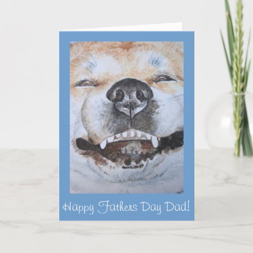 funny cute akita smiling dog for dad card