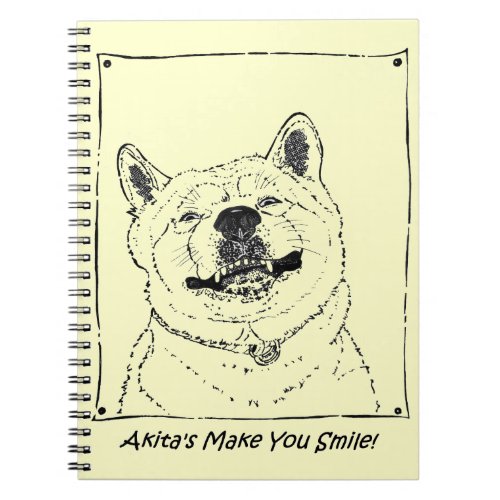 funny cute akita smiling realist dog art notebook
