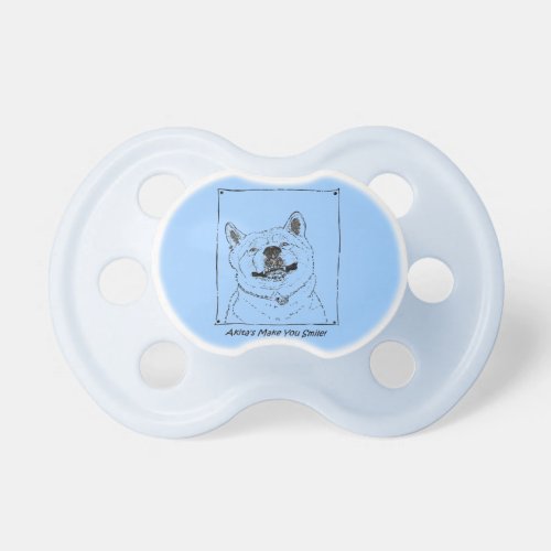 funny cute akita smiling realist dog art pacifier