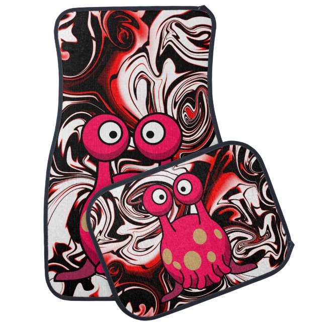 Funny Cute Alien With Tantalizing Eyes Abstract Car Floor Mat (Set)