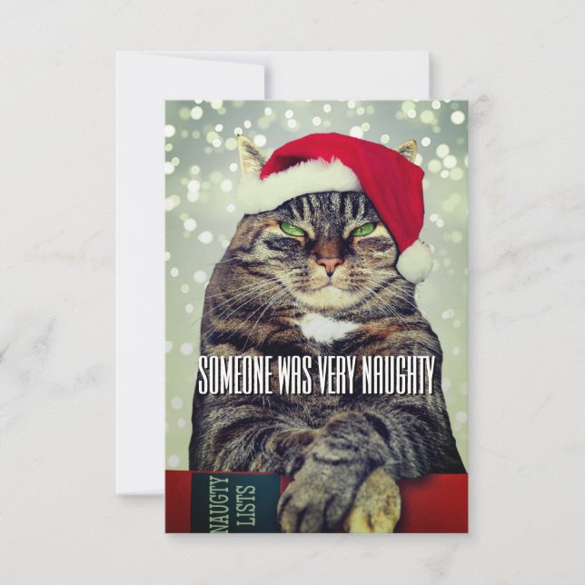Funny cute angry cat Christmas card (Front)