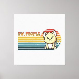 Funny Cute Angry Cat People Canvas Print
