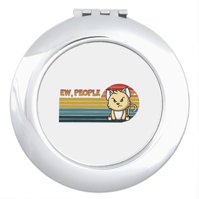 Funny Cute Angry Cat People Compact Mirror (Front)