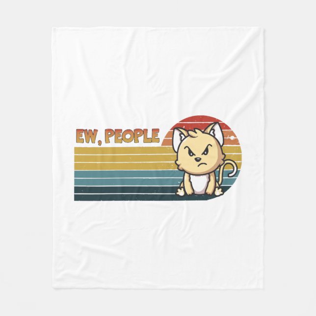 Funny Cute Angry Cat People Fleece Blanket (Front)