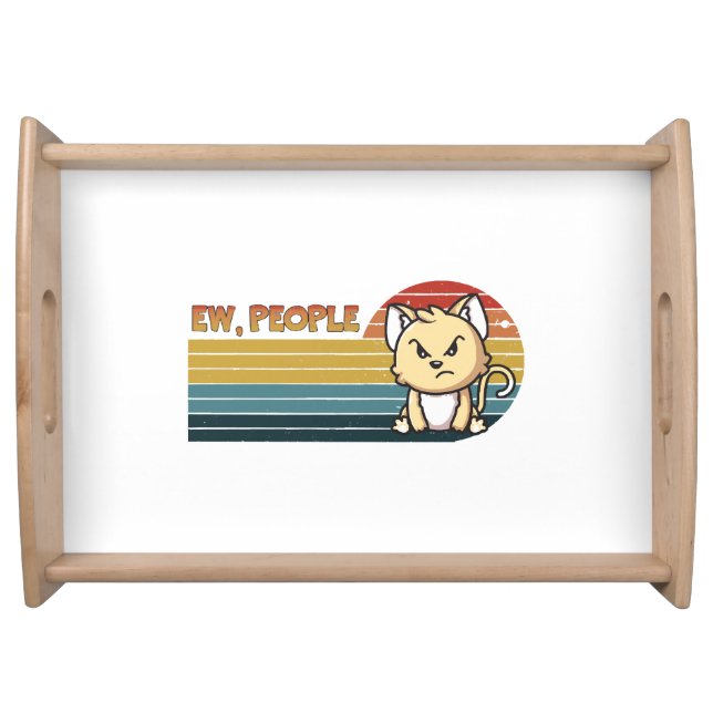 Funny Cute Angry Cat People Serving Tray (Front)