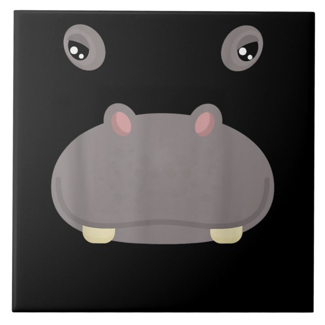 Funny Cute Animal Face Hippo Costume Halloween Ceramic Tile (Front)