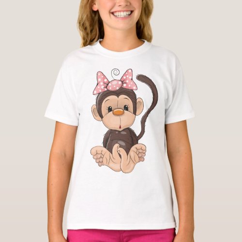 Funny cute animal t_shirt for kids monkey