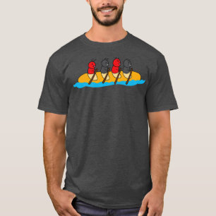 Funny Cute Ants Ride A Long Bread Kayak Boat  T-Shirt