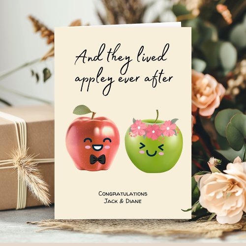 Funny Cute Apple Wedding Couple Congratulations Card