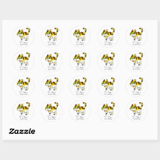 Funny Cute Autistic Dog Comic Classic Round Sticker