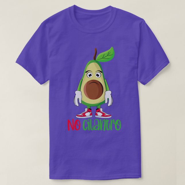 Funny Cute Avocado Guacamole No Cilantro T-Shirt (Design Front)