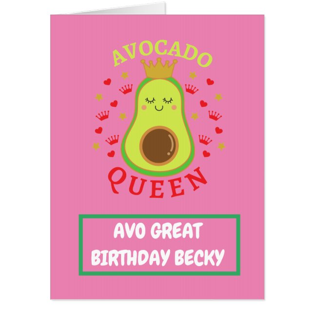 Funny Cute Avocado Happy Birthday Card (Front)