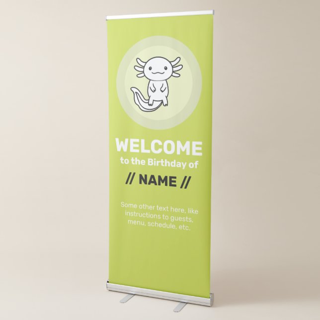 Funny cute Axolotl Squad custom editable black Retractable Banner (3/4)