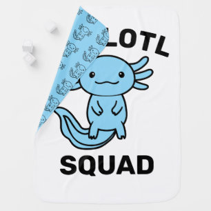 Funny cute Axolotl Squad custom editable blue Baby Blanket