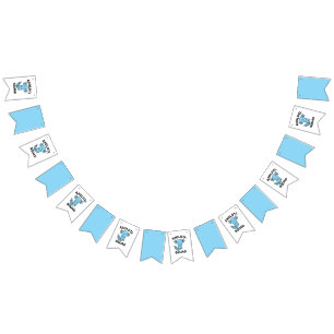 Funny cute Axolotl Squad custom editable blue Bunting Flags