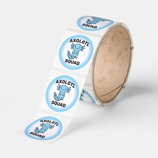 Funny cute Axolotl Squad custom editable blue Classic Round Sticker (Roll)