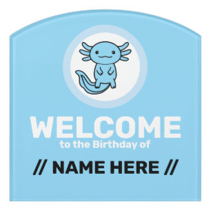 Funny cute Axolotl Squad custom editable blue Door Sign