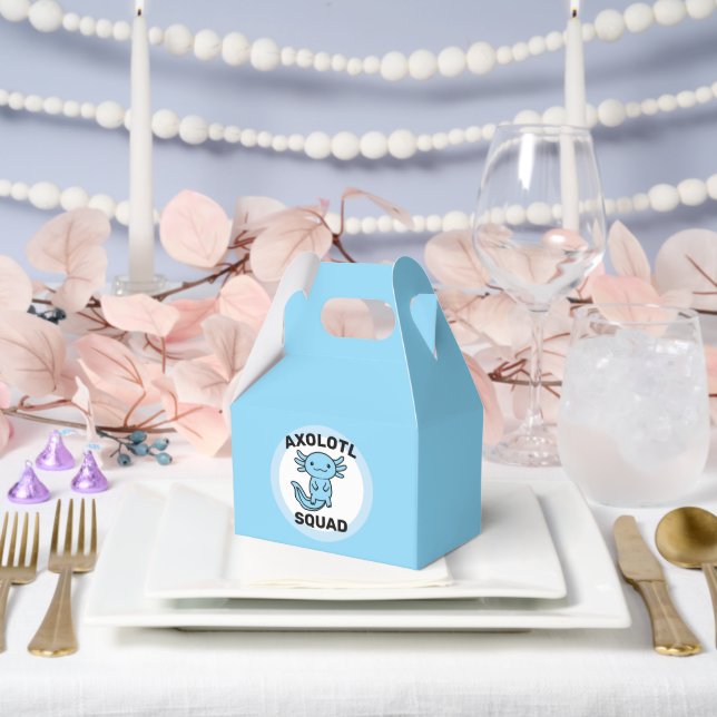 Funny cute Axolotl Squad custom editable blue Favor Boxes (Wedding)