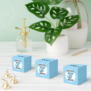 Funny cute Axolotl Squad custom editable blue Favor Boxes