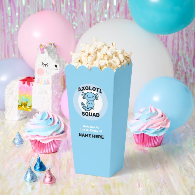 Funny cute Axolotl Squad custom editable blue Favor Boxes (Party)