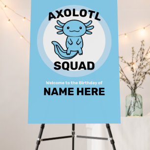 Funny cute Axolotl Squad custom editable blue Foam Board