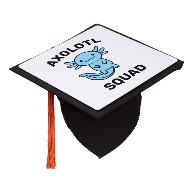 Funny cute Axolotl Squad custom editable blue Graduation Cap Topper (Angled)