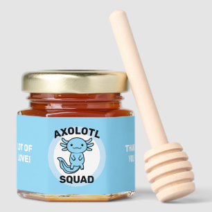 Funny cute Axolotl Squad custom editable blue Honey Jar Favors