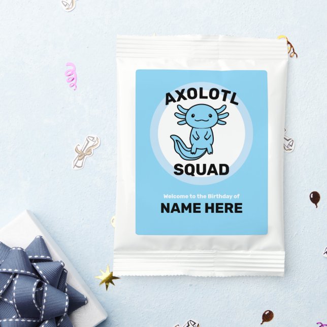 Funny cute Axolotl Squad custom editable blue Hot Chocolate Drink Mix (Packets)