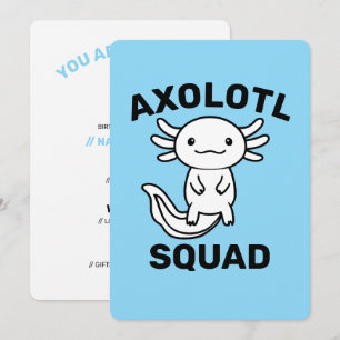 Funny cute Axolotl Squad custom editable blue Invitation
