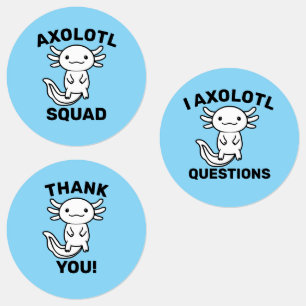 Funny cute Axolotl Squad custom editable blue Labels